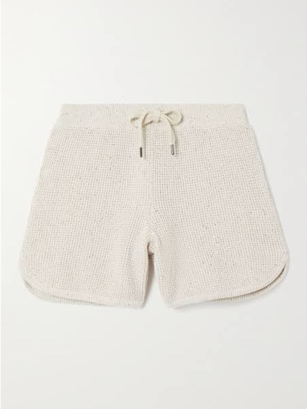 Brunello Cucinelli White Knit Drawstring Athletic Shorts